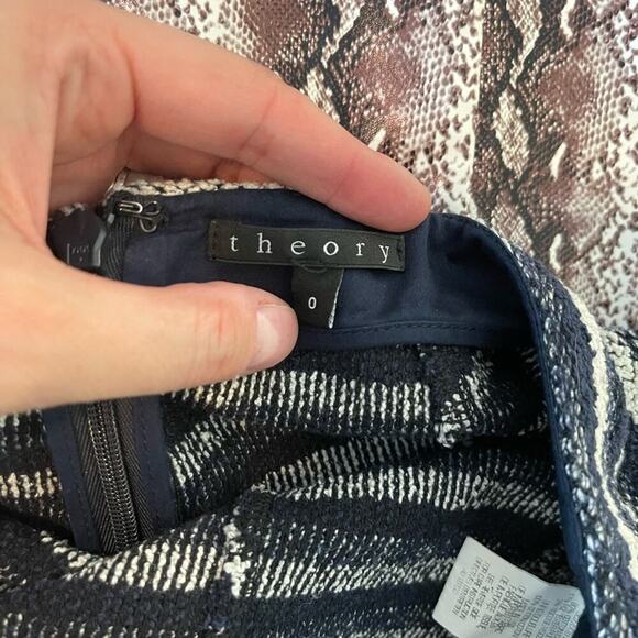 Theory Lyerly Navy Stripe Flared Knit Skirt - Picture 5 of 7